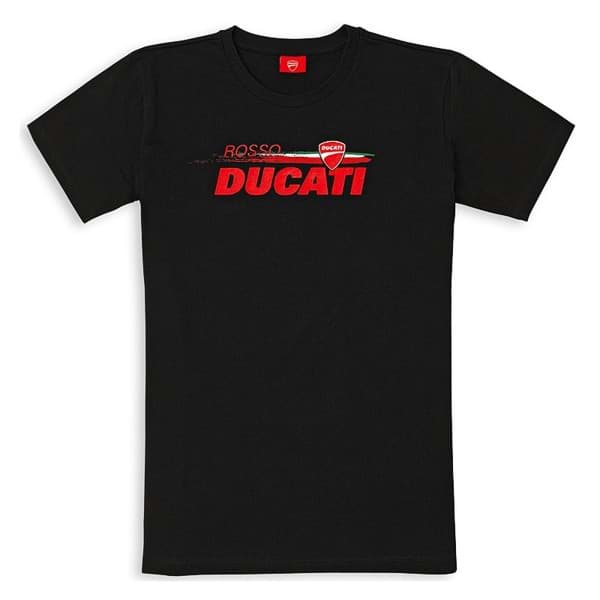 Bild von Ducati Graphic Tricolore T-Shirt schwarz mit rotem Aufdruck kurzarm